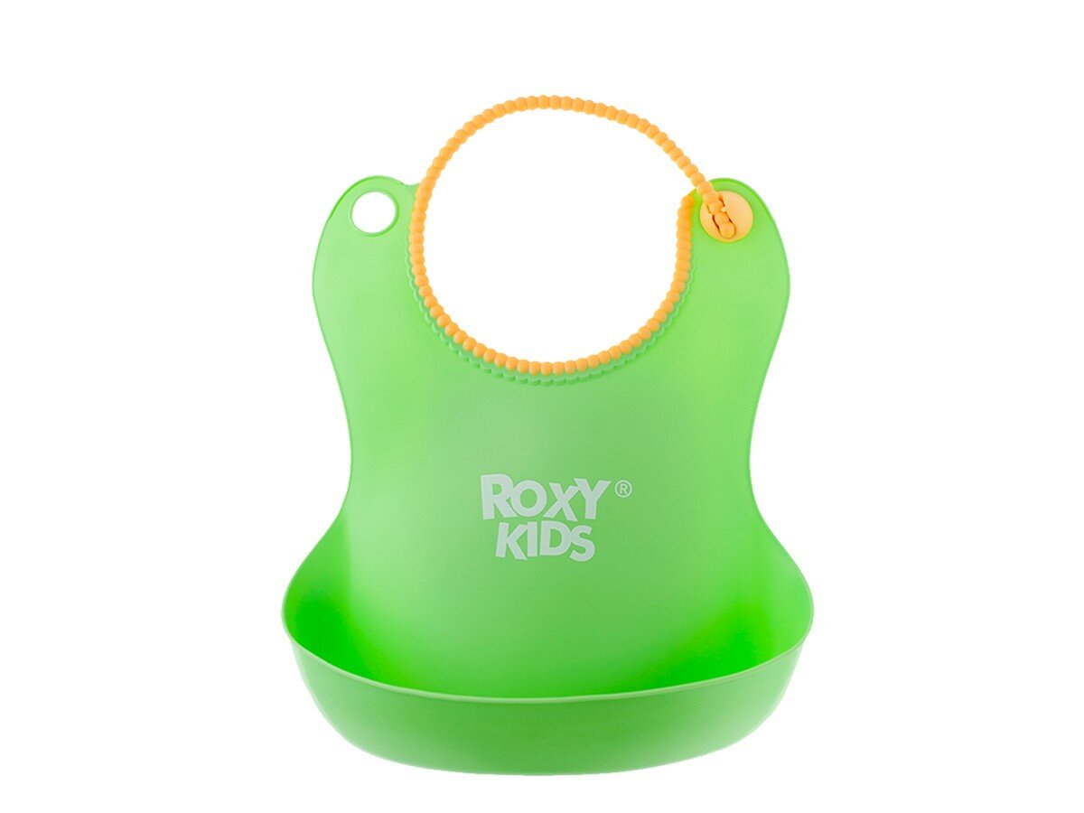 ROXY-KIDS Нагрудник ROXY-KIDS мягкий с кармашком и застежкой, зеленый