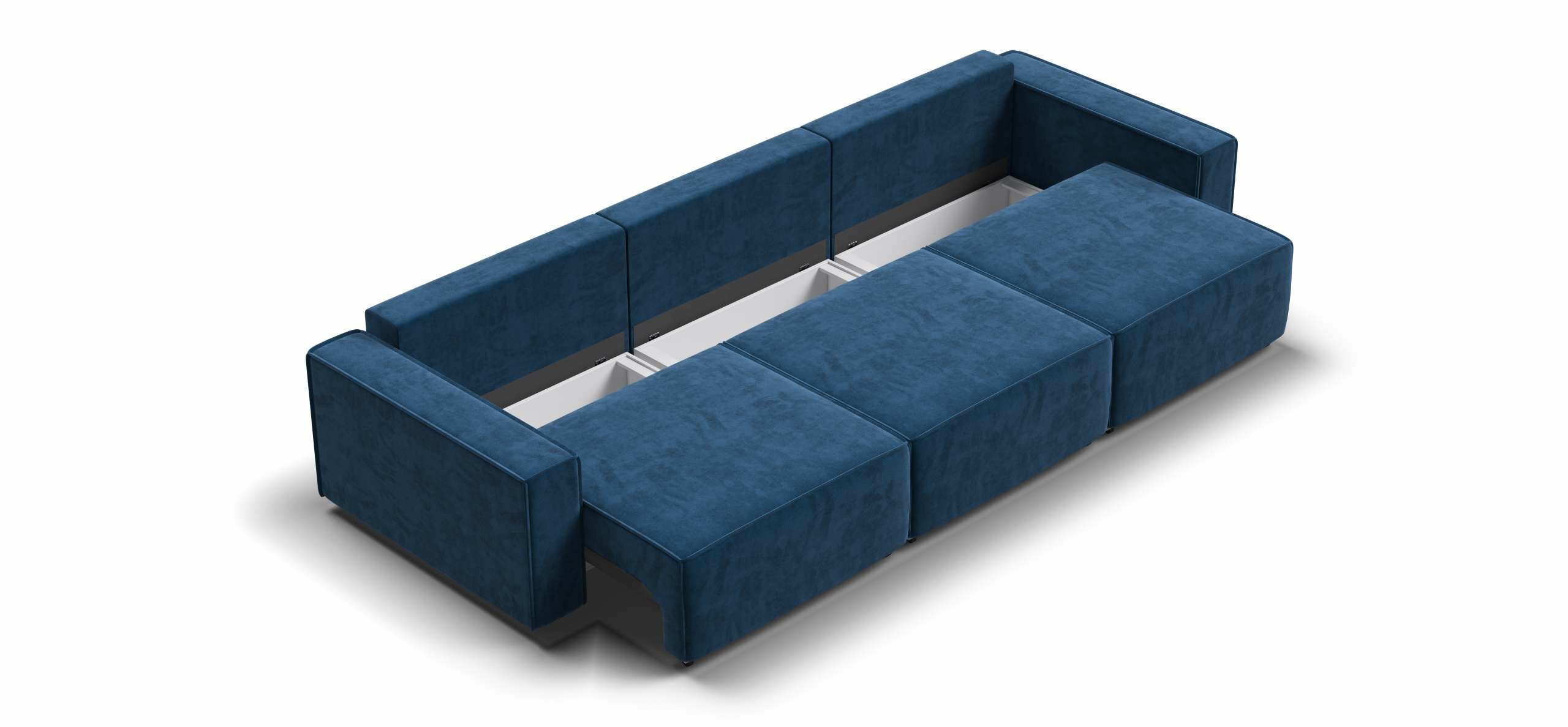 Диван-кровать Оскар MAX с ящиком для хранения, еврокнижка, велюр Monolit синий, 340х115х87 см - фотография № 6