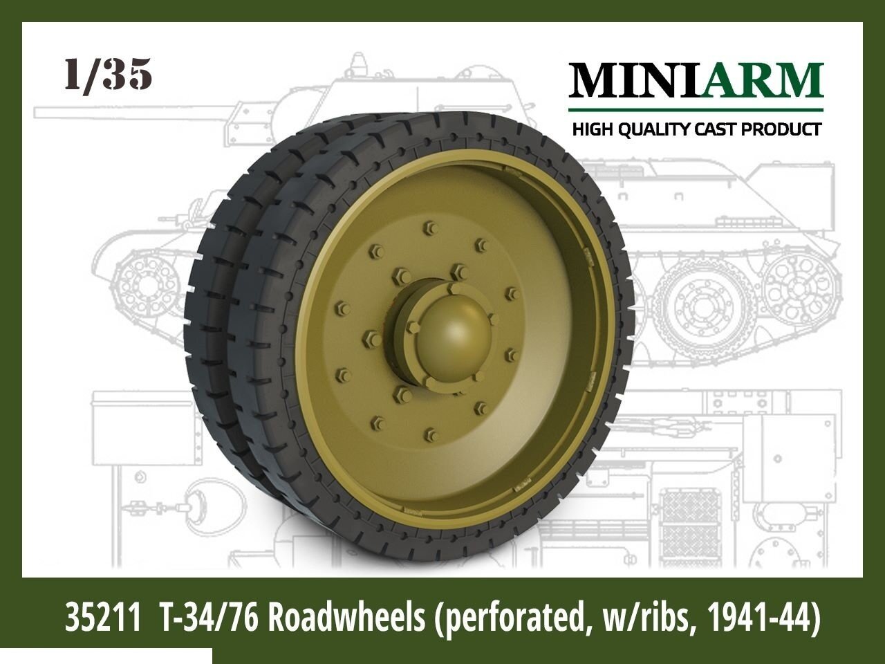 35211MIN Т-34/76 Опорный каток с рисками и перфорацией обр. 1941-44