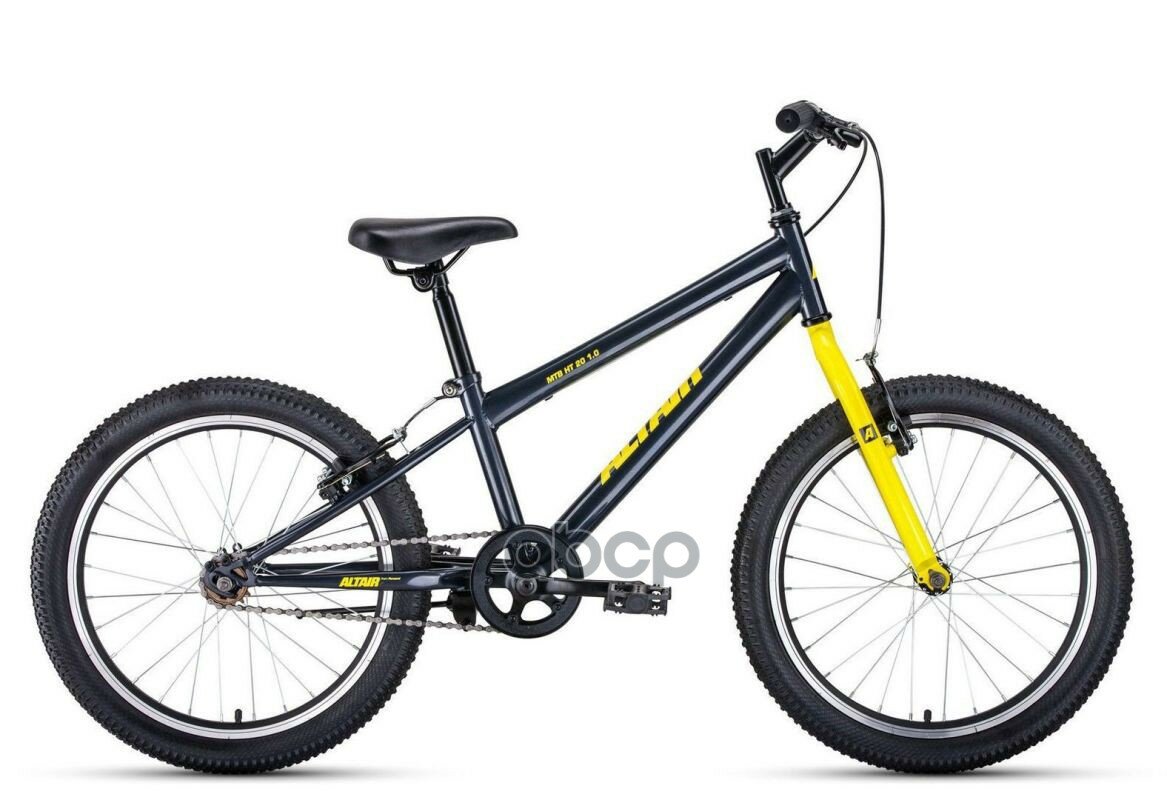 Велосипед 20" Altair Mtb Ht 20 1.0 (1 Скорость, Рама Сталь 10.5") Серый/Желтый ALTAIR арт. RBKT01N01008