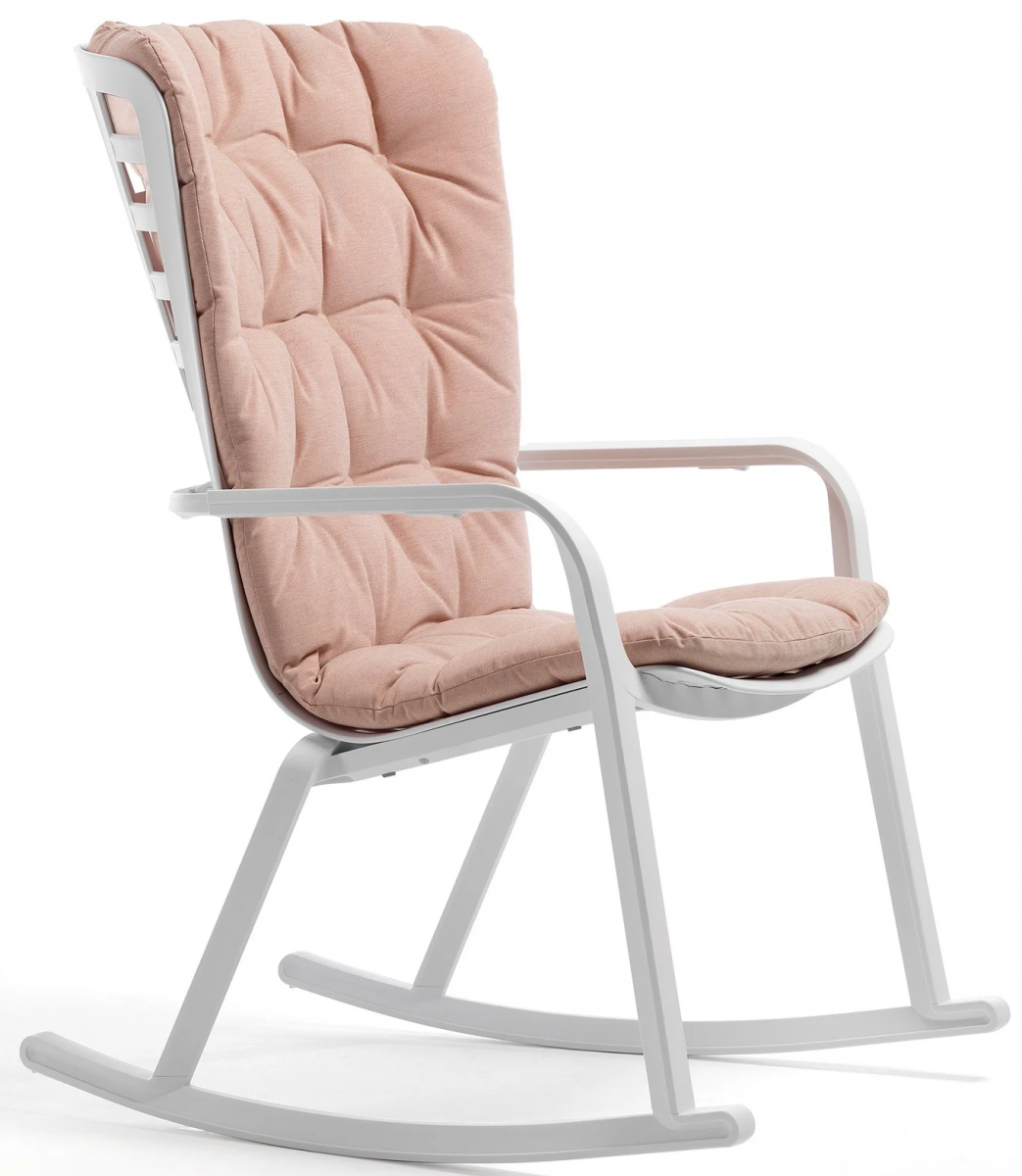 Пластиковое кресло-качалка с подушкой Nardi Folio, белый, розовый