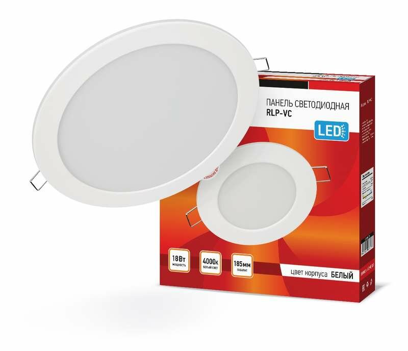 Светильник светодиодный RLP-VC 18Вт 230В 4000К 1440лм 185мм бел. (Аналог Downlight) IP40 IN HOME 4690612023373 (6шт.в упак.)