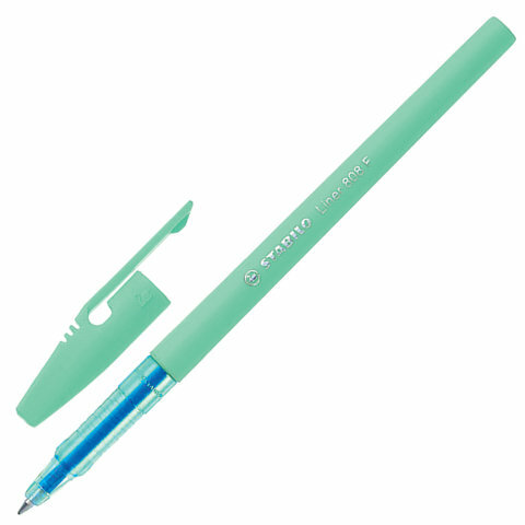 Ручка шариковая STABILO Liner Pastel, синяя, корпус мятный, узел 0.7 мм, линия письма 0.3 мм, 808FP1041-2