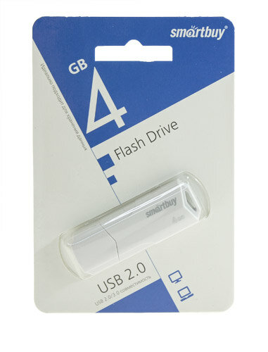 SB4GBCLU-W, 4GB USB 2.0 CLUE series, White, SmartBuy