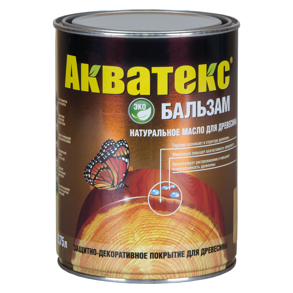 Защитно-декоративное покрытие акватекс бальзам (тик / 0.75л.)