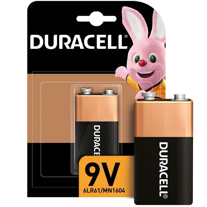 Батарейка алкалиновая Duracell Basic, 6LR61 (6LF22, MN1604)-1BL, 9В, крона, блистер, 1 шт../В упаковке шт: 1