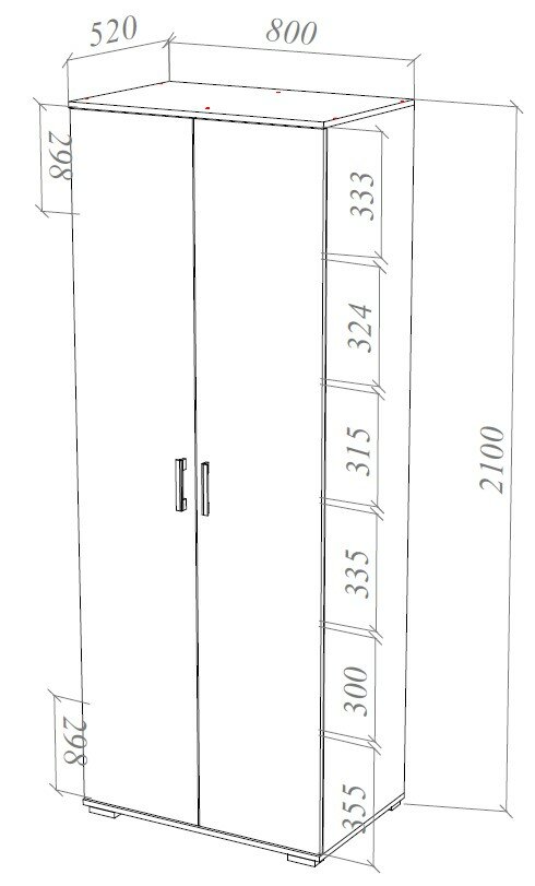 Шкаф двухдверный ШОН-13 / Шкаф распашной без зеркала (Венге/Дуб молочный), 80*54*210 см - фотография № 2
