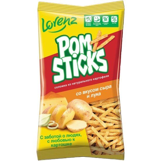 Картофельные чипсы соломкой Lorenz «Pomsticks» со вкусом сыра и лука 100 г