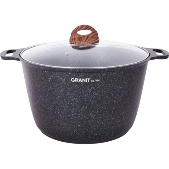 Кастрюля Kukmara Granit ultra blue 10л со стеклянной крышкой (кгг102а)