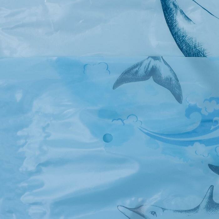 Штора для ванной «Дельфины», 180×180 см, полиэтилен, цвет голубой - фотография № 3