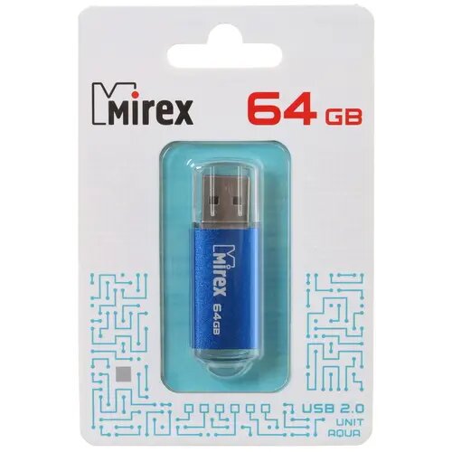 Флешка 64Gb Mirex UNIT,синий, USB 2.0 (13600-FMUAQU64)