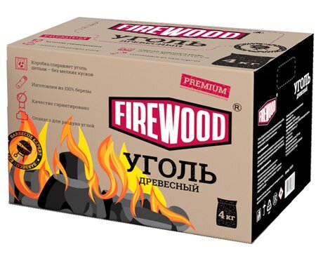 Уголь Firewood Premium древесный 4кг