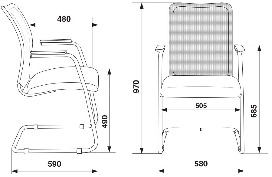 Кресло Бюрократ CH-599AV черный TW-32K01 сиденье черный TW-11 сетка/ткань полозья металл металлик