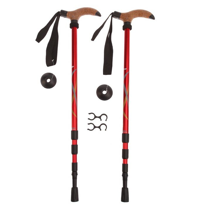 Палки для скандинавской ходьбы, телескопические, 4 секции, до 135 см, (пара 2 шт), цвета микс./В упаковке шт: 1