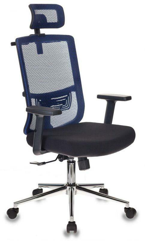 Кресло руководителя Бюрократ MC-612-H, обивка: сетка/ткань, цвет: синий/черный 26-В01