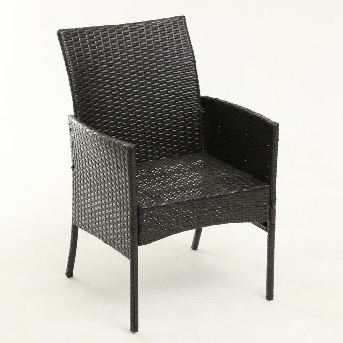 Набор мебели: Стол и 2 кресла коричневого цвета с белой подушкой - фотография № 8