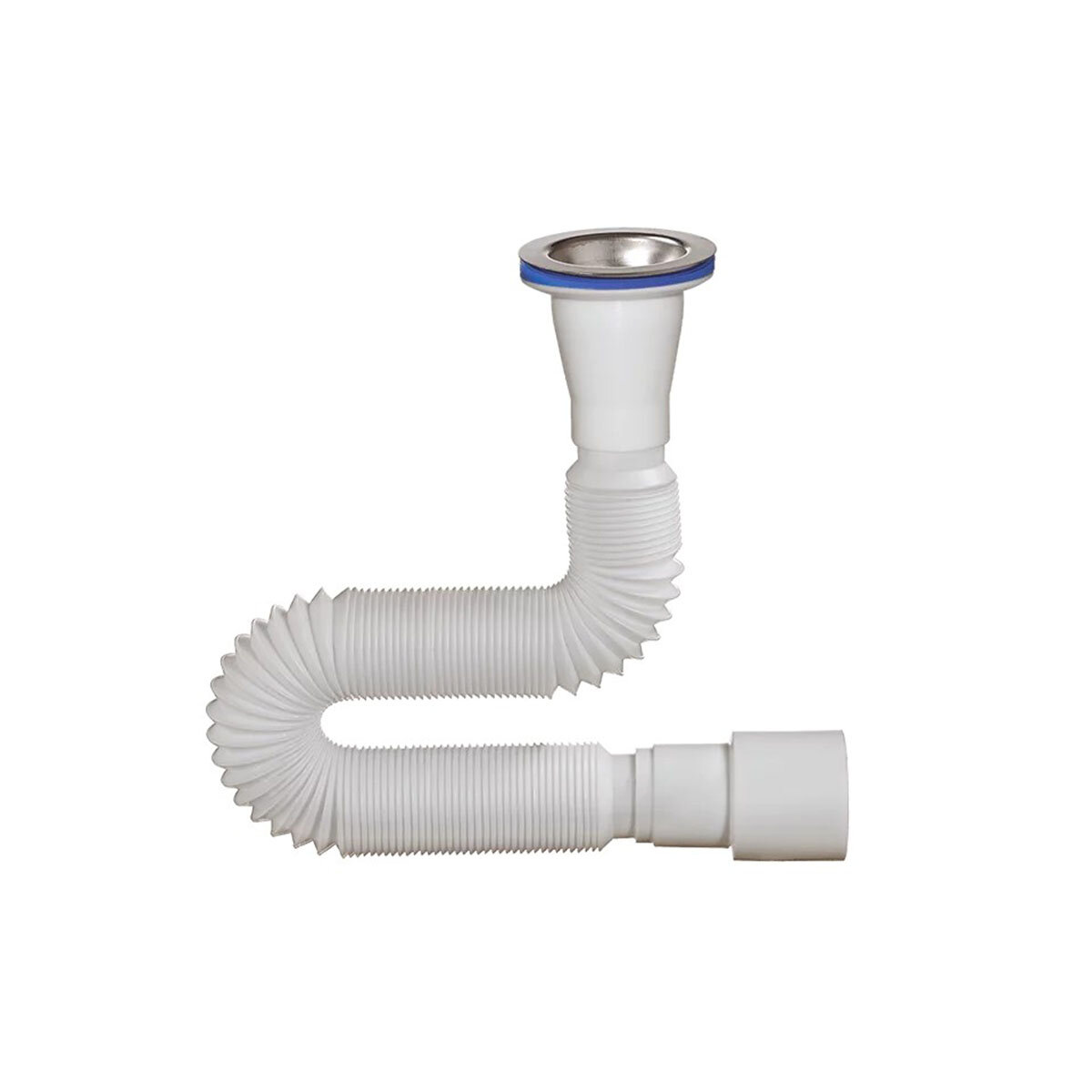 фото Сифон гофрированный Orio, с литым нержавеющим выпуском 63 x 40 мм/50 мм, 1400 мм