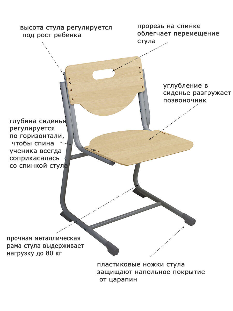 Растущий стул Астек SF-3 (фанера береза, ноги серые) - фотография № 5