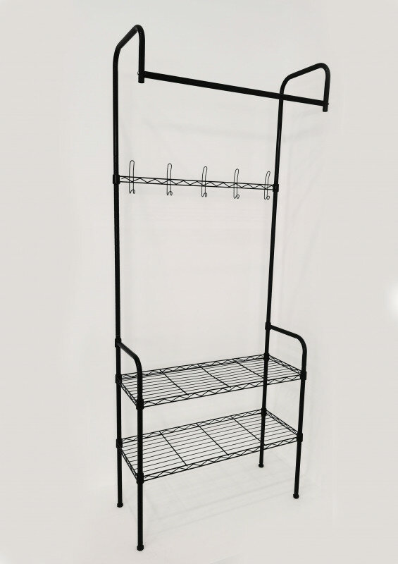 Вешалка напольная со стеллажом 70x30x180 см - фотография № 2