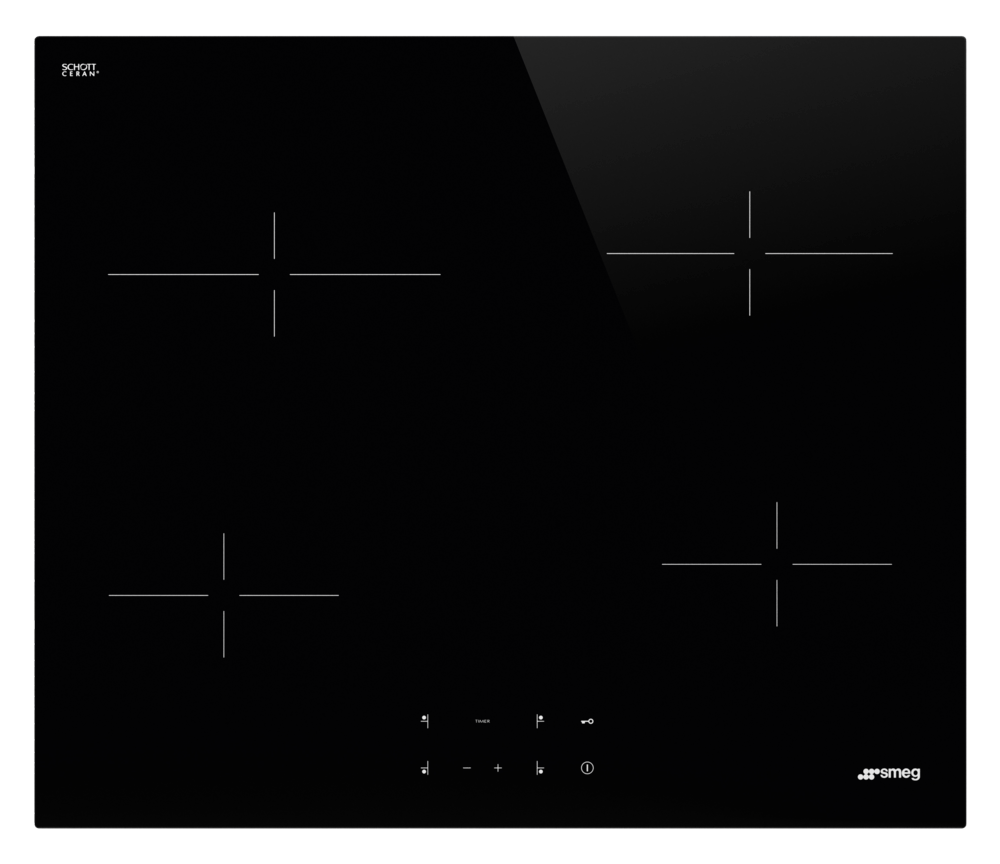 Стеклокерамическая варочная панель, 60 см, Чёрный Smeg SE264TD1