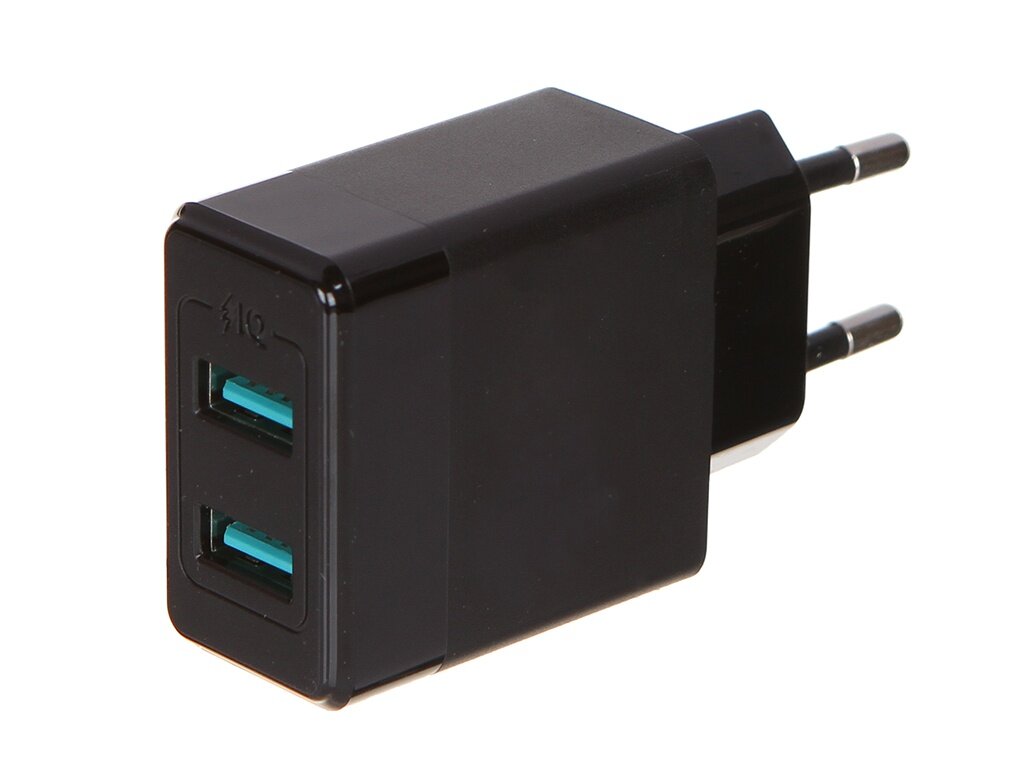 Сетевое зарядное устройство Red Line Tech 2 USB (модель Y1), 2.4A черный + кабель micro-USB, черный - фото №1