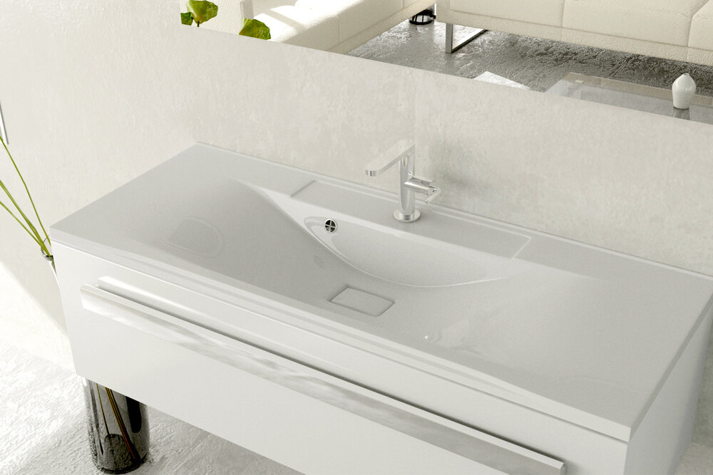 Раковина для ванной полувстраиваемая Uperwood Elen, 100 см, с декоративной накладкой, белая - фотография № 2