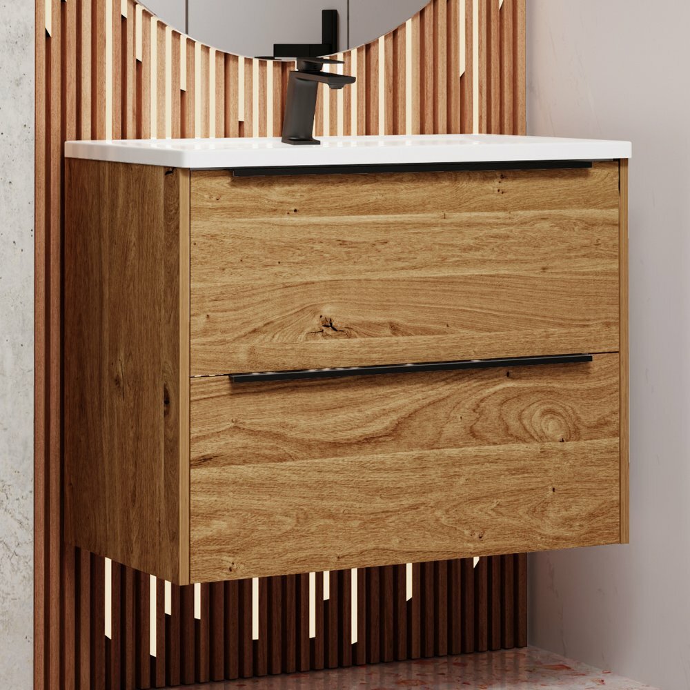 фото La Fenice Тумба с раковиной La Fenice Tesoro 80, дуб канзас коричневый