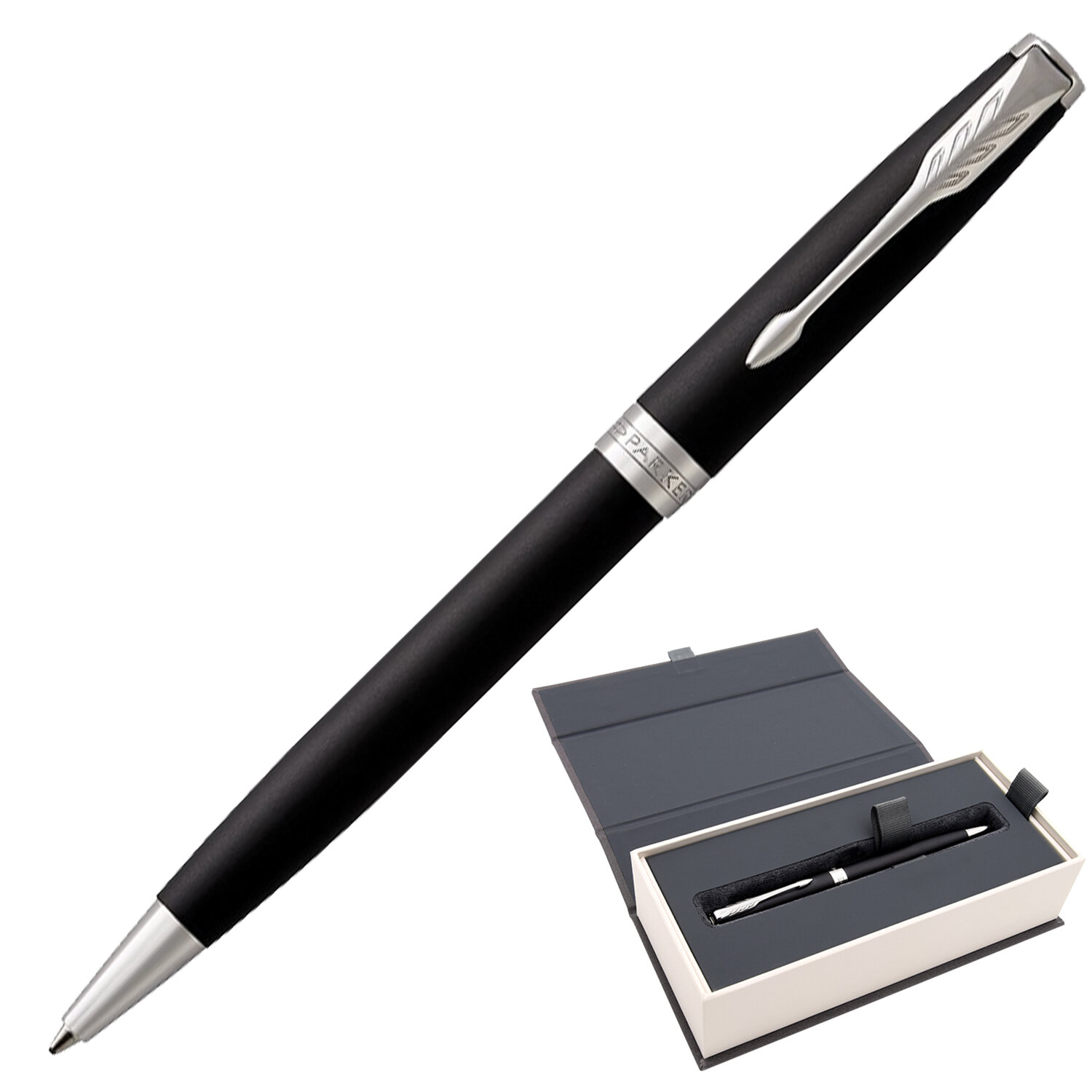 Ручка шариковая PARKER «Sonnet Core Matt Black CT», корпус черный матовый лак, палладиевые детали, черная, 1931524
