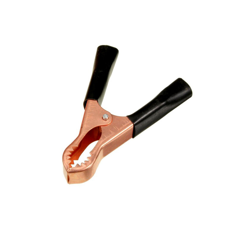 фото Зажим "крокодил" 75мм медный с черным изолятором 50A