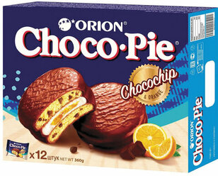 Печенье ORION "Choco Pie Chocochip" c апельсином и кусочками шоколада, комплект 5 шт., 360 г (12 штук х 30 г), О0000013006