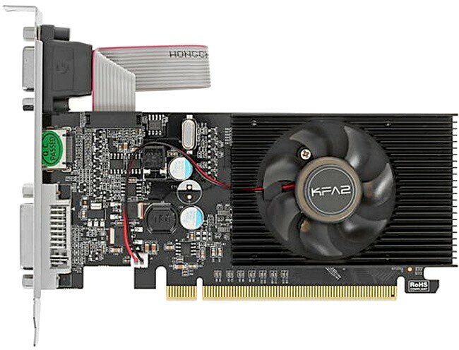 KFA2 Видеокарта KFA2 GeForce 210 21GGF4HI00NK (GeForce 210, 1ГБ DDR3, D-Sub, DVI, HDMI) (ret)
