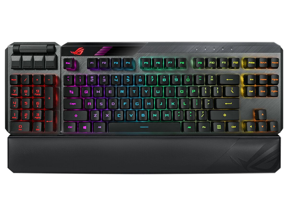 Клавиатура беспроводная ASUS ROG Claymore II (ROG Red RX Optical Mechanical switches), Wireless/USB, 4000мАч, Черный 90MP01W0-BKRA00