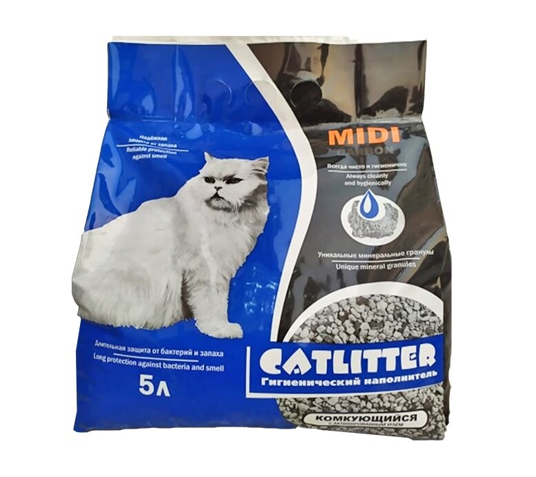 Кэтлитер (Catlitter) 5л carbon midi наполнитель комкующийся д/кошек
