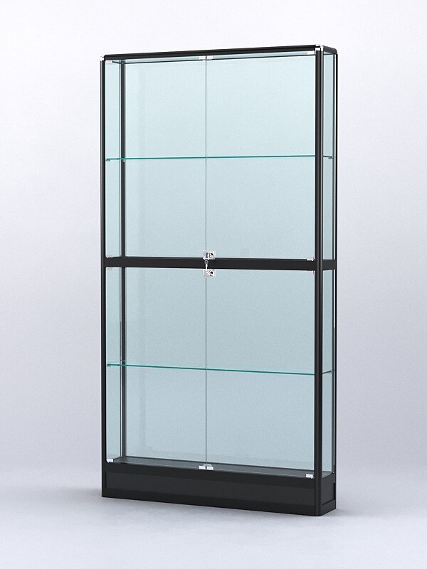 Витрина "алпро" №4-200-2 (задняя стенка - стекло), Черный 100 x 20 x 200 см