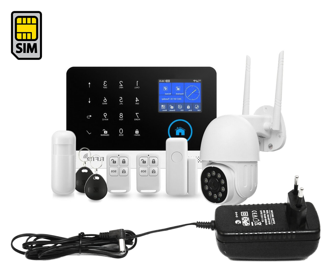 Strazh Oko и HDком 9826(ASW5) (F1734EU) Wi-Fi / GSM пожарная и охранная сигнализация с видеокамерой для загородного дома