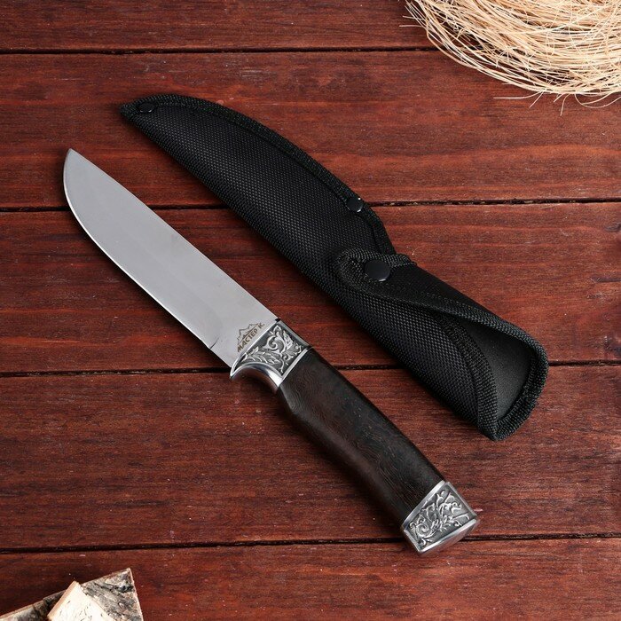 Нож охотничий Мастер К рукоять дерево латунь клинок 12.5 см