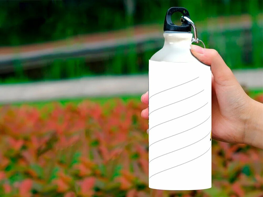 Бутылка фляга для воды "Примечание, плоский, бумага" 750 мл. с карабином и принтом