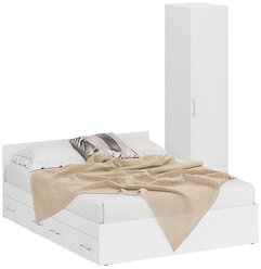 Кровать с ящиками 1600 + Пенал Стандарт, цвет белый