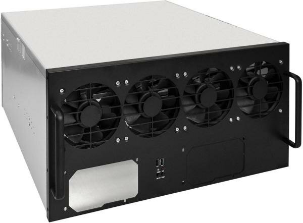 Exegate Корпус для майнинга ExeGate Pro 8-430 <без БП 2*USB 4*fan 120мм места под: 8 видеокарт 2 БП>