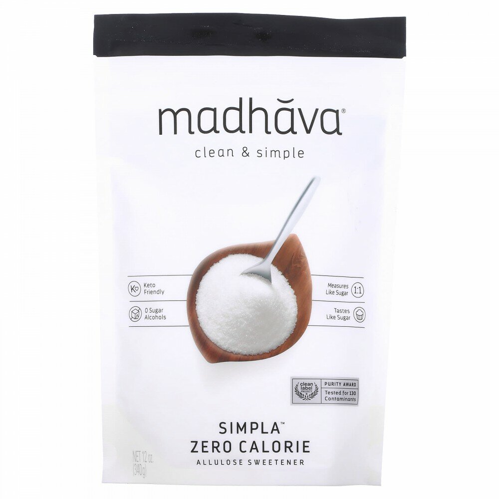 Madhava Natural Sweeteners, Simpla, чистый и простой вкус, безкалорийный подсластитель на основе аллюлозы, 340 г (12 унций) - фотография № 1