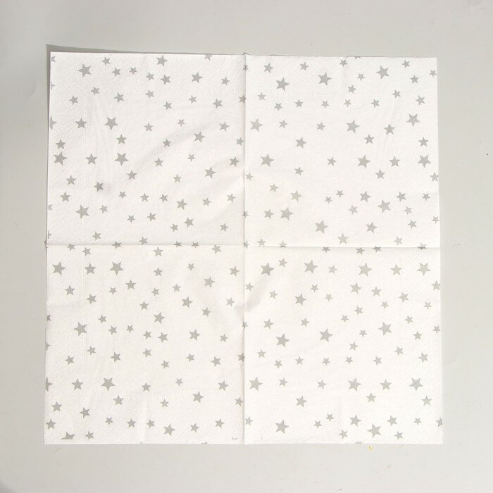 Страна Карнавалия Салфетки бумажные «Звёздочки», 33х33 см, набор 20 шт., цвет серебряный - фотография № 2