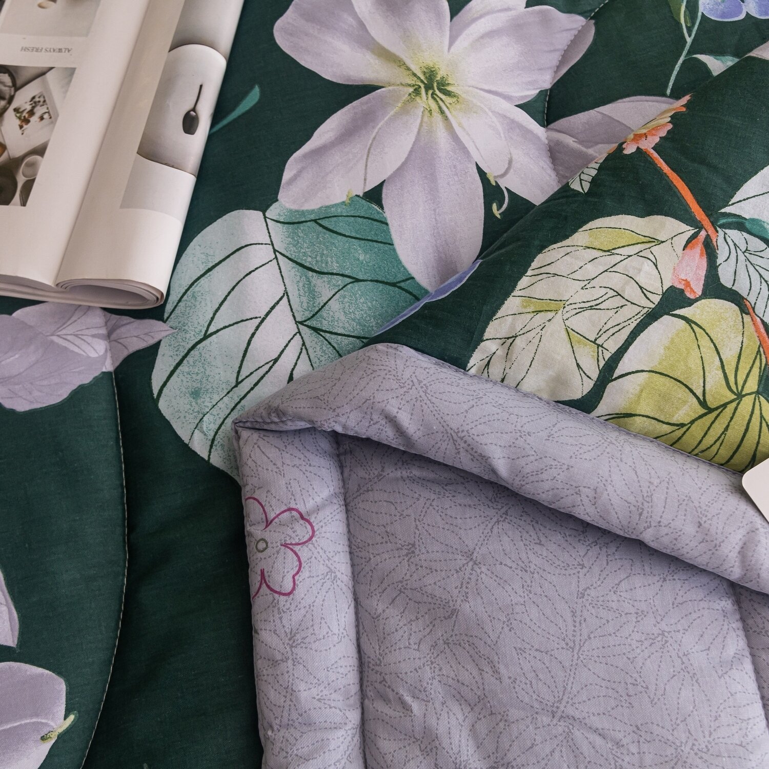 Комплект постельного белья Сатин с Одеялом 100% хлопок на резинке OBR124 - фотография № 10