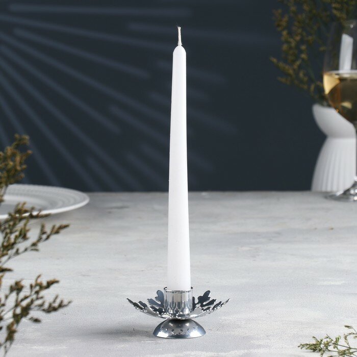 Подсвечник "Изморозь" металл на одну свечу, 9,2х9,2х4,1 см, хром - фотография № 1