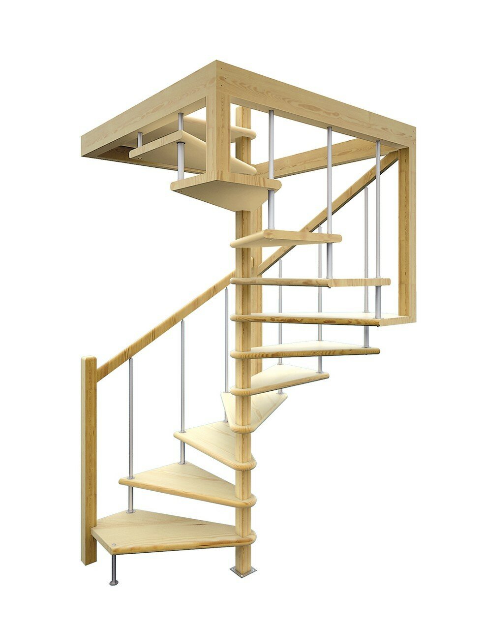 Деревянная межэтажная лестница ЛЕС-10 Сосна