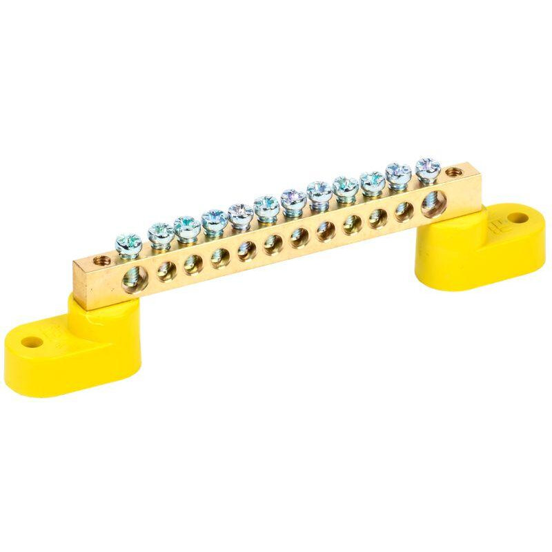 фото Шина PE "земля" ШНИ-6х9-12-У2-Ж на двух угловых изоляторах, IEK YNN10-69-12C2-K05 (1 шт.)