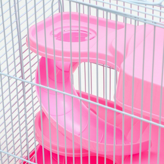 Клетка для мелких грызунов Пижон, с наполнением, 27 х 21 х 45 см, розовая - фотография № 5