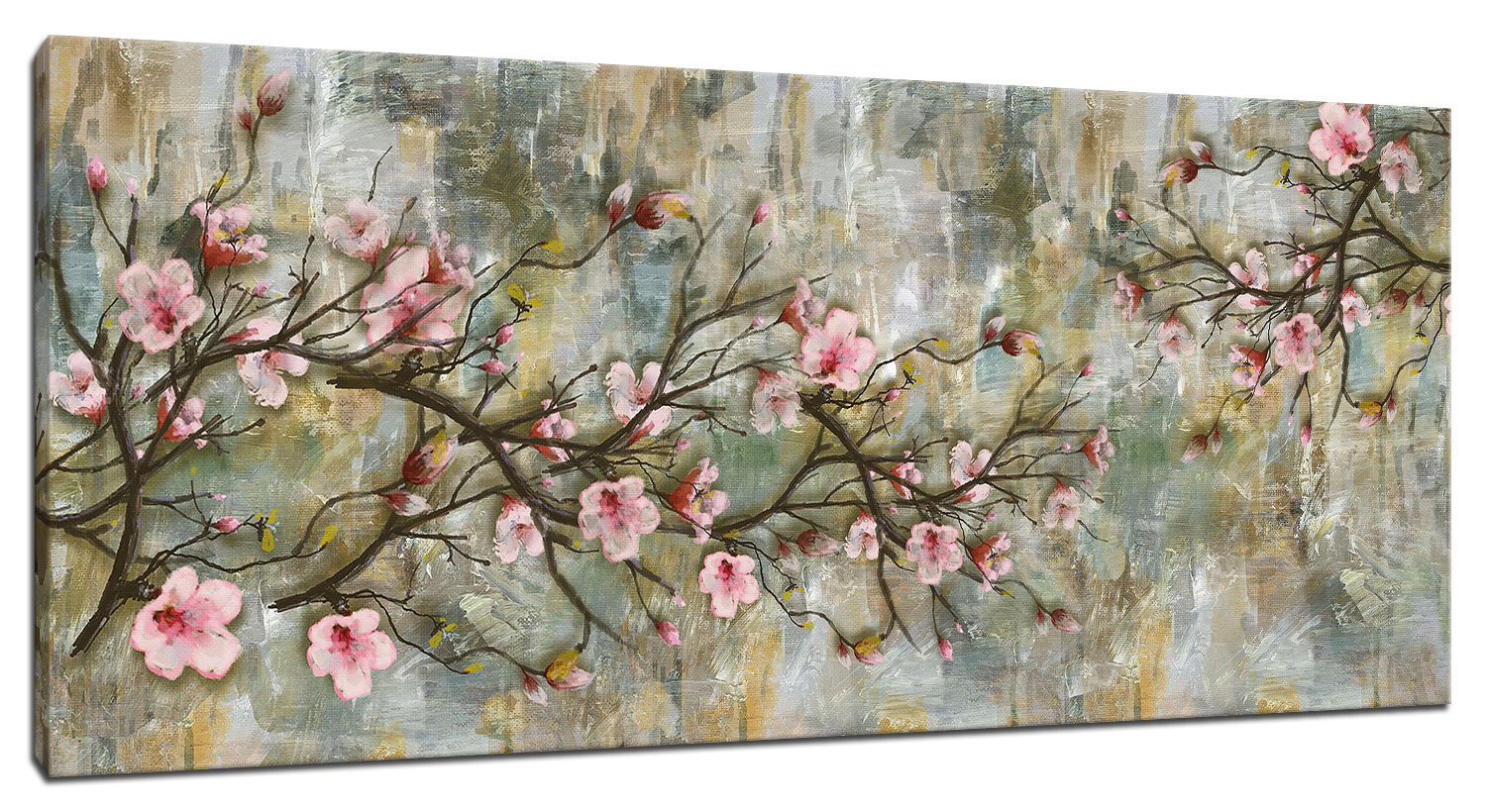 Картина Уютная стена "Цветущие ветки сакуры на абстрактном фоне" 150х60 см