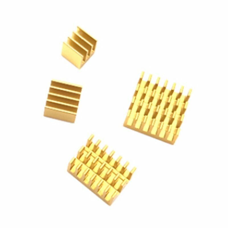 Комплект желтых радиаторов для Raspberry PI 4B (4 шт) 14x14x5 14x9x5 9x9x5 мм 7x7x5 алюминиевые