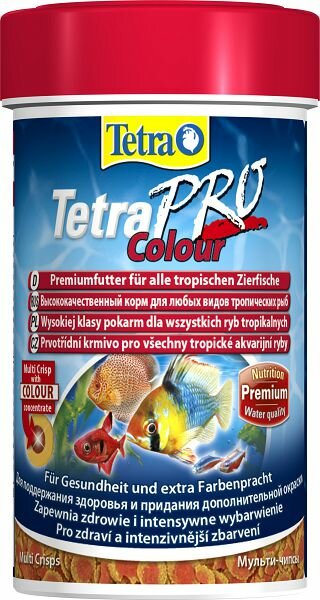 Tetra TetraPro Color Crisps специальный корм для яркого окраса всех видов аквариумных рыб, чипсы 100 мл