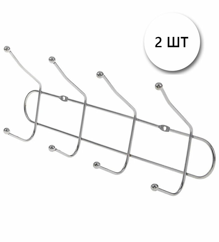 Вешалка настенная 4 крючка, металл OR411, 2 шт